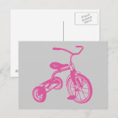 Rosa Kinderdreirad Postkarte (Vorne/Hinten)