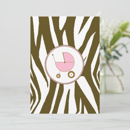 Rosa Kinderdusche Einladung (Stehend Vorderseite)