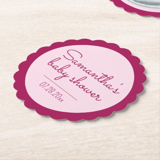 Rosa Kinderdusche Scallopierte Untersetzer (angewinkelt)