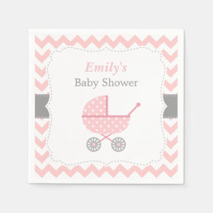 Rosa Kinderwagen Chevron Baby Mädchen Shower Servi Serviette