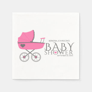 Rosa Kinderwagen-Mädchen-Babyparty Serviette