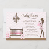 Rosa Kinderzimmer Mädchendusche Einladung (Vorderseite)