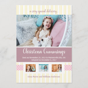 Rosa Kinderzimmer Stripes Adoptions-Mitteilung Ankündigung