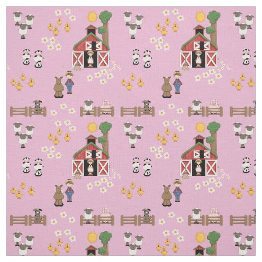 Rosa Kinderzimmer von Barnyard Farm Stoff (Muster)