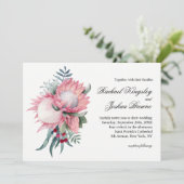 Rosa King Protea Einladung zur Botanischen Hochzei (Stehend Vorderseite)