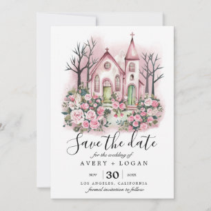Rosa Kirchenflora Save the Date Einladung