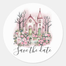 rosa kirchliche floral wasserfarbe save the date