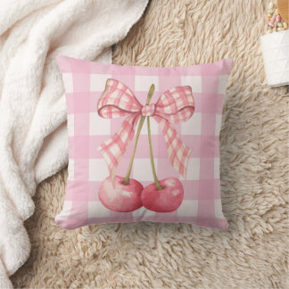 Rosa Kirsch-Gingham-Coquette-Schleife Kissen