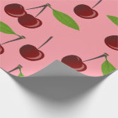 rosa Kirsch Kirschen Geschenkpapier (Ecke)