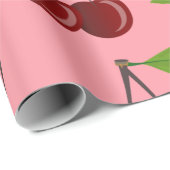 rosa Kirsch Kirschen Geschenkpapier (Rolleneckpunkt)