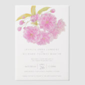 Rosa Kirschbaumblüte Aquarell Foto Hochzeit Pergament Einladungen (Vorderseite)