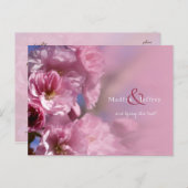 Rosa Kirschbaumblüten Frühjahrshochzeit Ankündigungspostkarte (Vorne/Hinten)