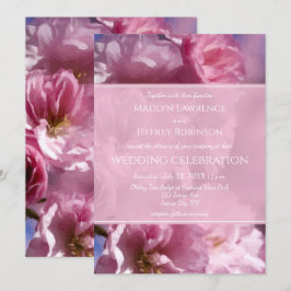 Rosa Kirschbaumblüten Frühjahrshochzeit Einladung