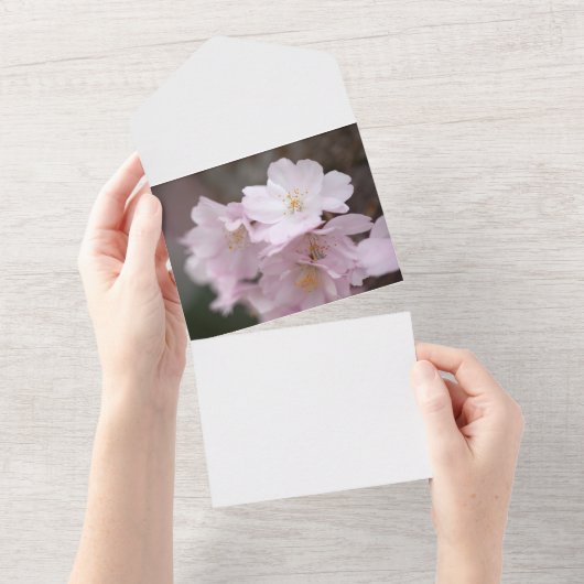 Rosa Kirschblüte All In One Einladung (Abreißtisch)