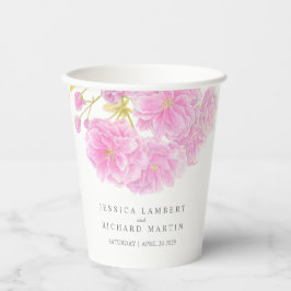 Rosa Kirschblüte Aquarellfarben Blume Hochzeitscup Pappbecher