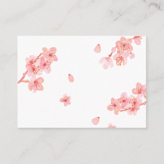 Rosa Kirschblüte Babydusche Windelpreispreisliste Begleitkarte (Rückseite)