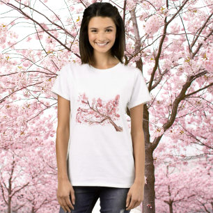 Rosa Kirschblüte Blume Aquarell Orientalisch T-Shirt