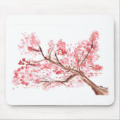 Rosa Kirschblüte Blume Aquarellmalerei Mousepad (Vorne)