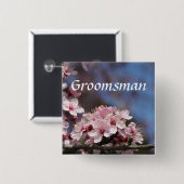 Rosa Kirschblüte Blume Hochzeitsknopf Button (Vorne & Hinten)