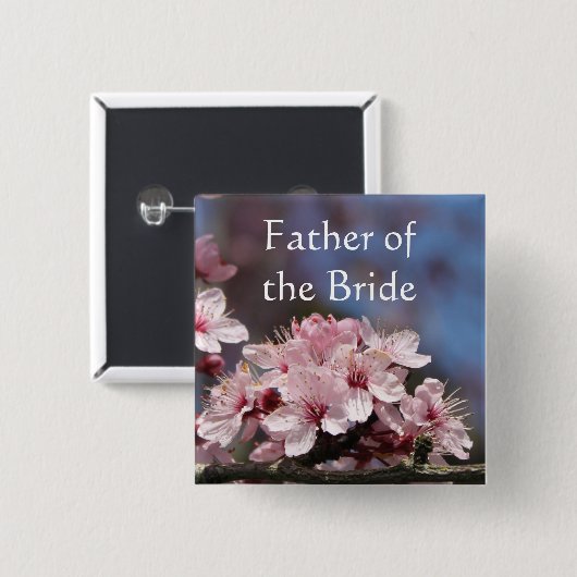 Rosa Kirschblüte Blume Vater Braut Button (Vorne & Hinten)