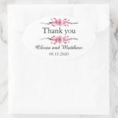 Rosa Kirschblüte. Blumenhochzeit Vielen Dank Ovaler Aufkleber (Tasche)