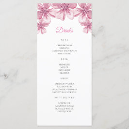 Rosa Kirschblüte. Blumenmenü für Hochzeiten Bar Menükarte