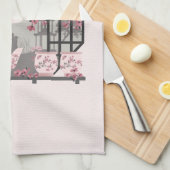 Rosa Kirschblüte Bonsai Asiatisches Grafikdesign Geschirrtuch (Viertel Falte)