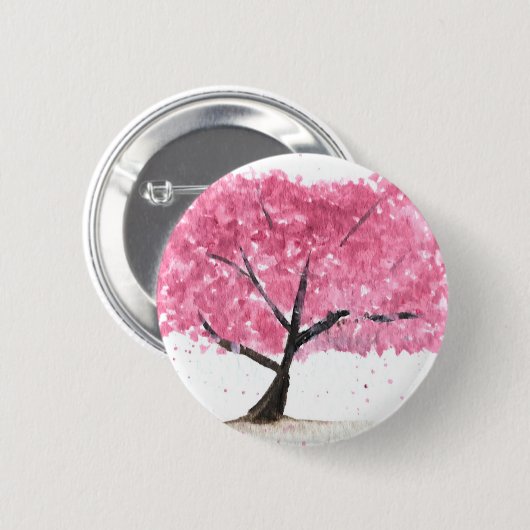 Rosa Kirschblüte Button (Vorne & Hinten)