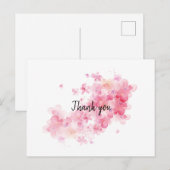 Rosa Kirschblüte danke Postkarte (Vorne/Hinten)