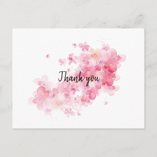 Rosa Kirschblüte danke Postkarte (Vorderseite)