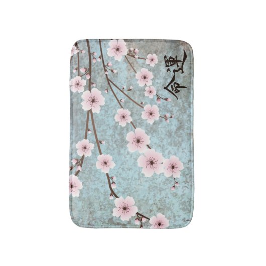 Rosa Kirschblüte "Destiny" Badematte (Vorderseite Vertikal)