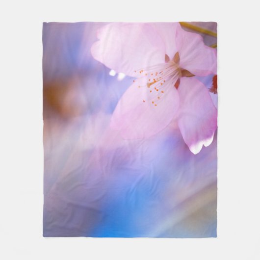 Rosa Kirschblüte Fleecedecke (Vorderseite)
