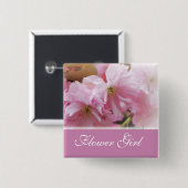 Rosa Kirschblüte Frühjahr Hochzeit Blume Mädchen Button (Vorne & Hinten)