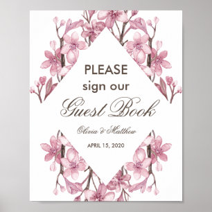 Rosa Kirschblüte. Gästebuchzeichen Poster