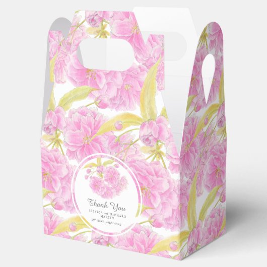 Rosa Kirschblüte gemusterte Wasserfarbe Geschenkschachtel (Geöffnet)