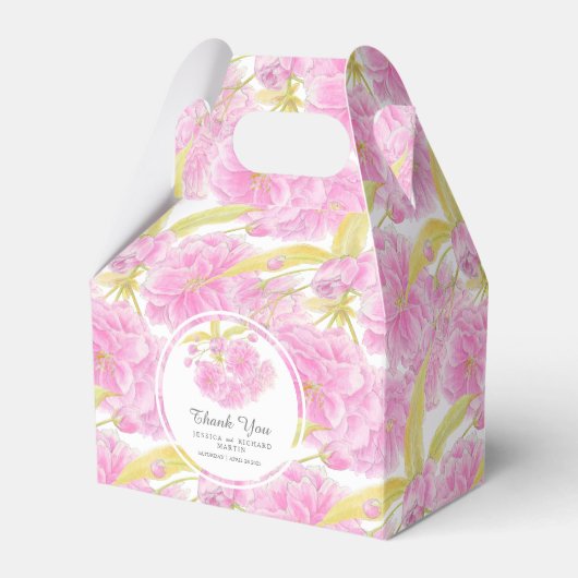 Rosa Kirschblüte gemusterte Wasserfarbe Geschenkschachtel (Vorderseite)