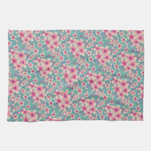 Rosa Kirschblüte Geschirrtuch (Horizontal)
