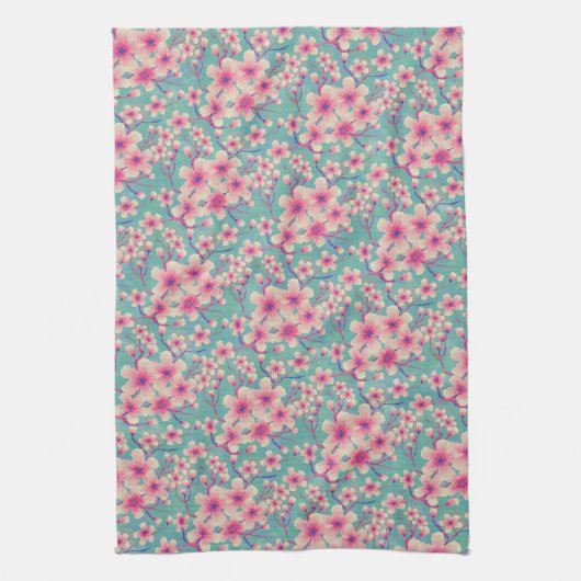 Rosa Kirschblüte Geschirrtuch (Vertikal)