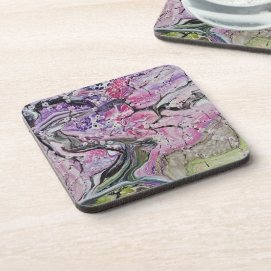 Rosa Kirschblüte Getränkeuntersetzer (Linke Seite)