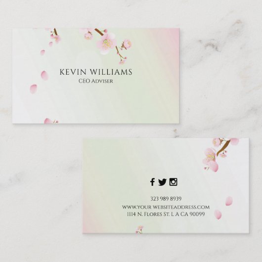 Rosa Kirschblüte Hintergrund Visitenkarte (Vorne/Hinten)