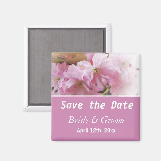 Rosa Kirschblüte im Frühling Save the Date Hochzei Magnet (Vorderseite/Rückseite)