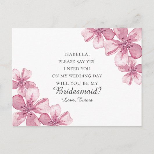 Rosa Kirschblüte. Junggesellinnenabschiede Postkarte (Vorderseite)