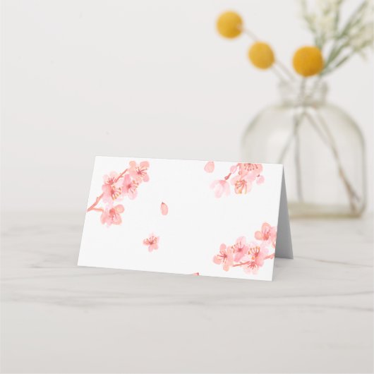 Rosa Kirschblüte Platzhalter Platzkarte (Rückseite)