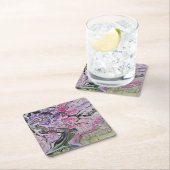 Rosa Kirschblüte Rechteckiger Pappuntersetzer (Vor Ort)