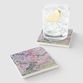 Rosa Kirschblüte Steinuntersetzer (Seitenansicht)