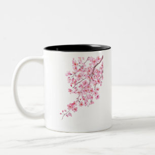 Rosa Kirschblüte Wasserfarbe 2020 Zweifarbige Tasse