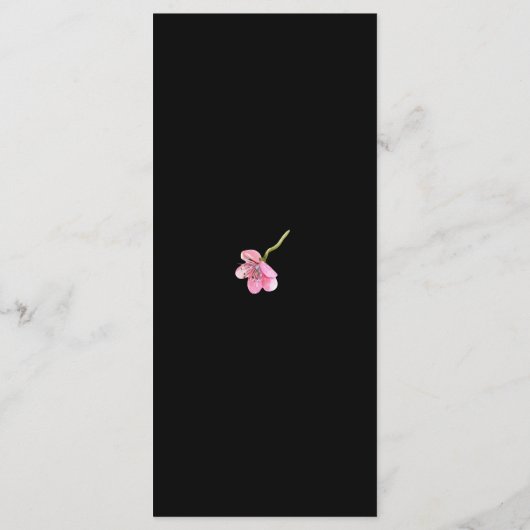 Rosa Kirschblüten an der Rezeption für Schwarze Ho Menükarte (Rückseite)