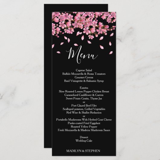 Rosa Kirschblüten an der Rezeption für Schwarze Ho Menükarte (Vorne/Hinten)