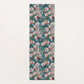 Rosa Kirschblüten Aquamariner Hintergrund Yogamatte (Rückseite)