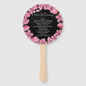 Rosa Kirschblüten auf dem Schwarzen Hochzeitsprogr Fächer (Rückseite)